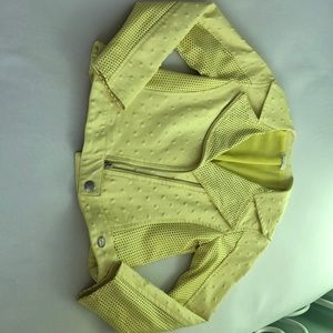 Cute yellow leather jacket.